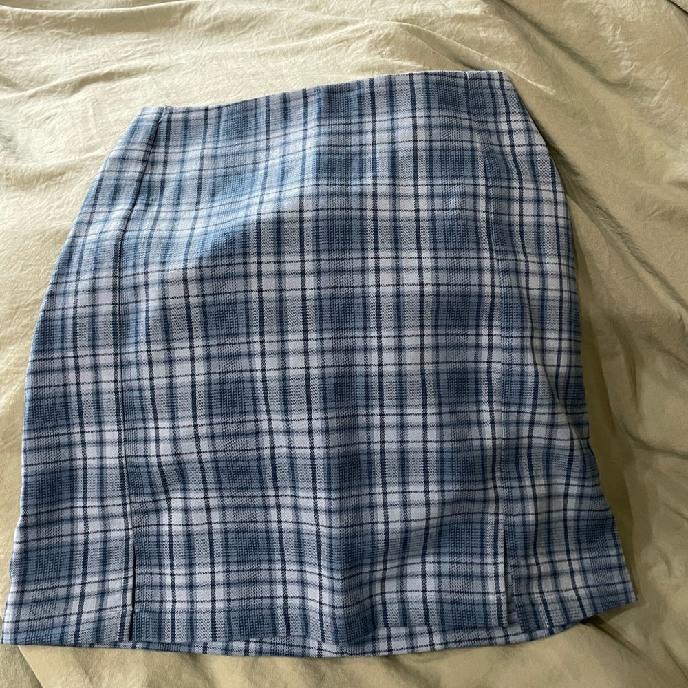 Brandy Melville Blue Plaid Skirt